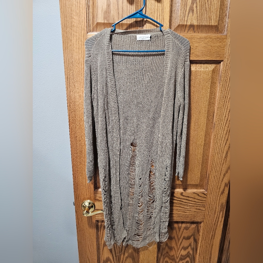 Elegant Brown Knit Cardigan